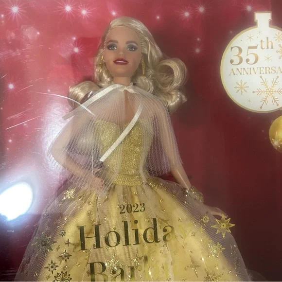 2023 holiday barbie doll w blonde hair &gown Mattel collectible nib